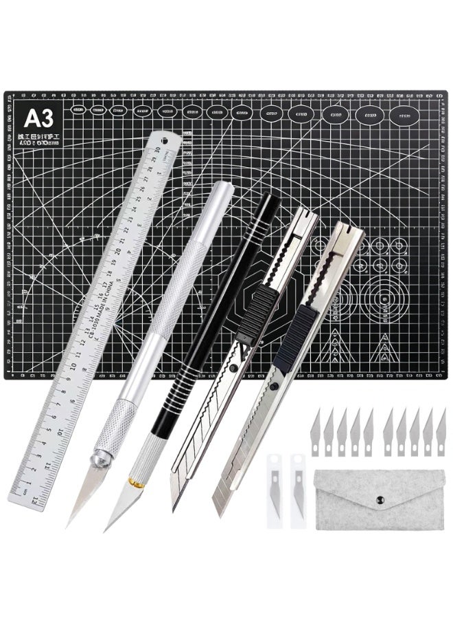 kaiderine Self-Healing craft cutting mat, Rotary double sided cutting board with craft carving tool and ruler. A3 Cutting Mat for DIY Arts and Crafts, Sewing, Quilting and Scrapbooking projects. - Image 1